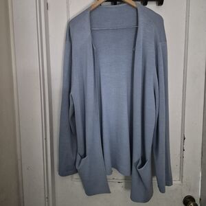 Eileen Fisher 90% Silk Open Front Cardigan, Estimated Size 2X, Slate Blue, EUC